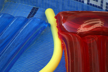 Image showing inflatables on a pool