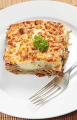 Image showing Homemad lasagne vertical