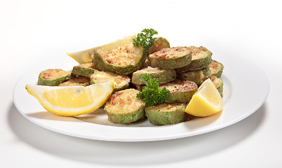 Image showing Fried courgette or zucchini rings