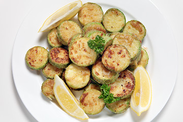 Image showing Sauteed zucchini from above