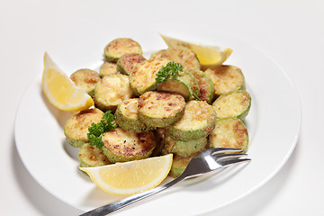 Image showing Sauteed courgette or zucchini rings