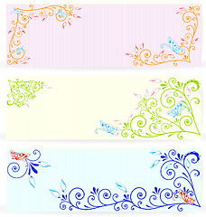 Image showing Butterfly on swirl texture banners 