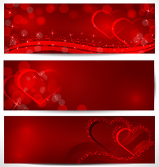 Image showing Sparkling hearts banners 