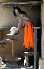 Image showing Asian woman in ancient city