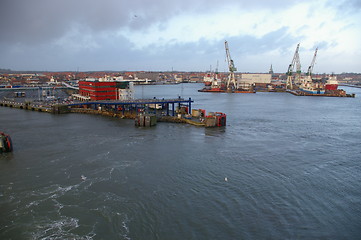 Image showing Ship leaving Frederikshavn in Jutland in Denmark