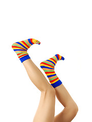 Image showing Legs in zebrine socks