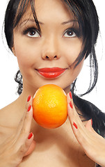 Image showing Woman and orange