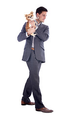 Image showing business man and chihuahua