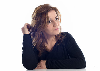 Image showing pensive woman