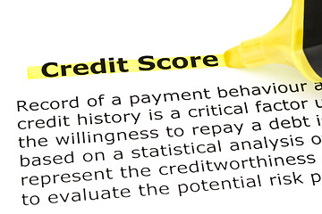 Image showing Credit Score highlighted in yellow