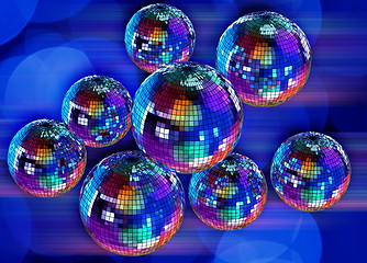 Image showing Colorful funky background with mirror disco balls