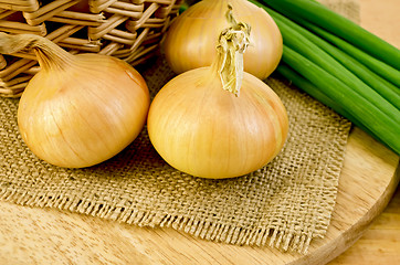 Image showing Onions yellow and green