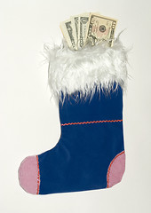 Image showing Christmas sock with dollars