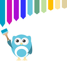 Image showing Decorative owl on a white background with paint brush