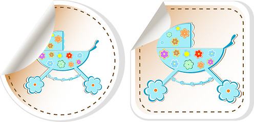 Image showing Baby strollers stickers label tag set