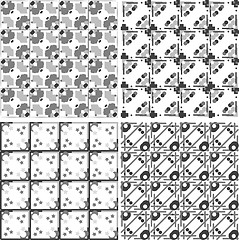 Image showing Set of monochrome classic geometric seamless patterns. Traditional backgrounds collection