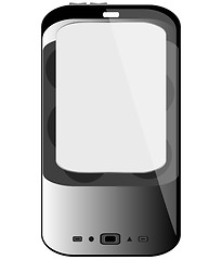 Image showing Realistic mobile phone with blank screen isolated on white