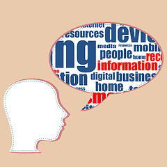 Image showing talking people head with business word on speech bubble