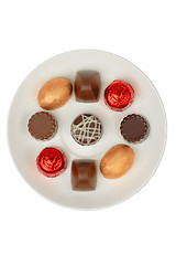 Image showing Chocolates on a white plate