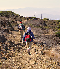 Image showing Mountain hikers