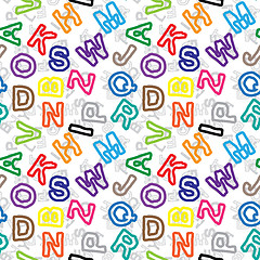 Image showing Color letters on white background seamless pattern