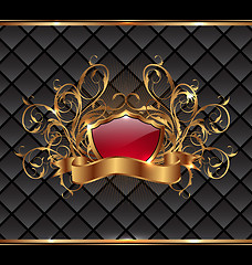 Image showing Gold elegance frame with heraldic shield