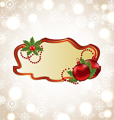Image showing Greeting elegant card with Christmas ball