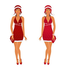 Image showing Two Christmas beautiful girls isolated