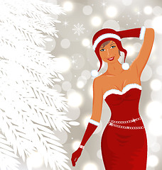 Image showing Christmas beautiful disco diva, holiday background