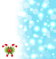 Image showing Christmas cute wallpaper with sparkle, snowflakes, sweet cane