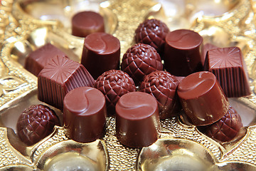 Image showing Stack of chocolate sweets