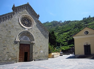 Image showing Church in village on Italian Coast