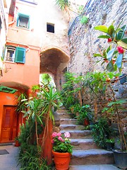 Image showing Steps in village on Italian Coast