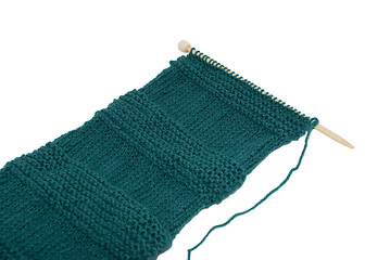 Image showing Unfinished scarf on knitting needle