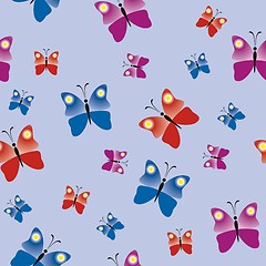 Image showing Seamless pattern with colorful butterflies, butterfly background