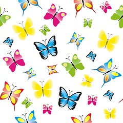 Image showing Seamless pattern with colorful butterflies, butterfly background