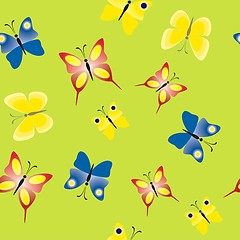 Image showing Seamless pattern with colorful butterflies, butterfly background