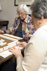 Image showing senior woman at the game table