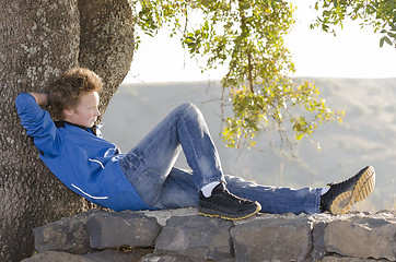 Image showing Teenager rest at nature