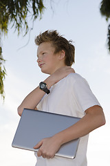 Image showing Schoolkid with notebook