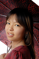Image showing Young lady with umbrella