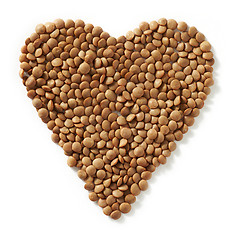 Image showing brown lentils heart