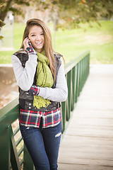 Image showing Mixed Race Attractive Woman Using Cell Phone