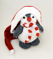 Image showing Penguin in winter cap