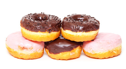 Image showing Chocolate Donuts Stacked