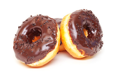 Image showing Chocolate Donuts Stacked