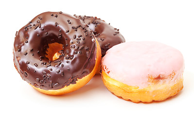 Image showing Chocolate Donuts Stacked