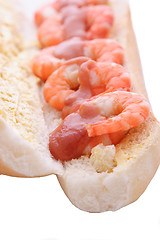 Image showing Prawns on a Roll with Sauce