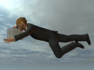 Image showing Businessman flying like superman