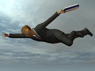 Image showing Businessman flying like superman